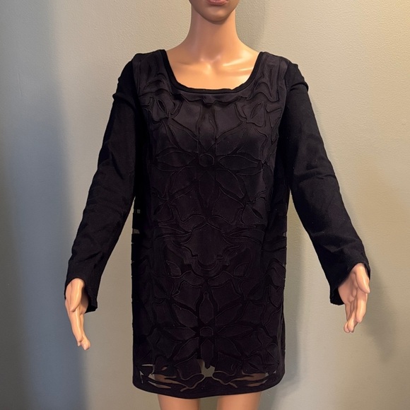 INC International Concepts Tops - INC International Concepts Black Floral Long Sleeve Top Size XL